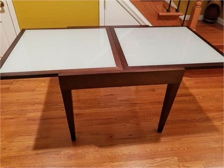  ITALIAN, "DWR", EXTENDABLE, SQUARE KITCHEN OR DINING ROOM TABLE
