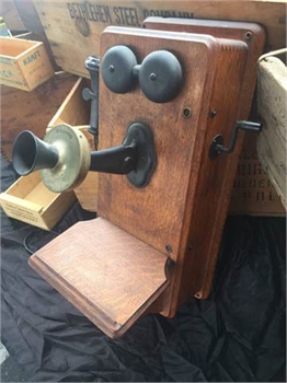  Old oak wall phone great shape