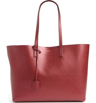 East/West Leather Tote with Zip Pouch