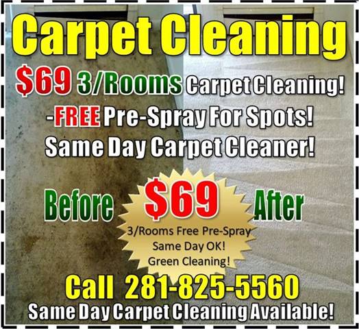 3Rms/$69 CARPET CLEANING SPECIAL