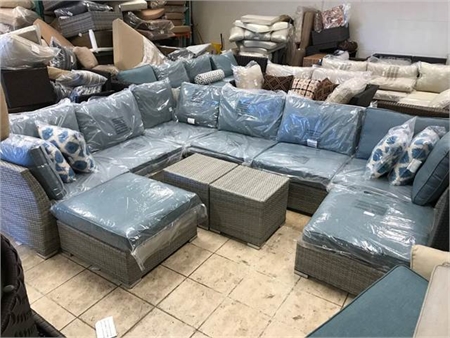 10-Piece Patio Sectional Seating in Grey w/ Ottomans 