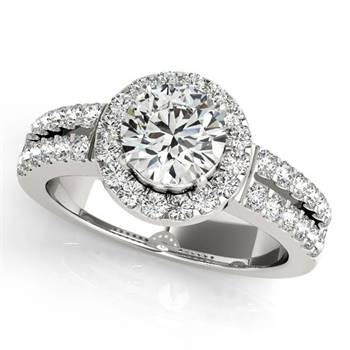 Popular Split Shank Halo Side Stone Diamond Engagement Ring or Set 