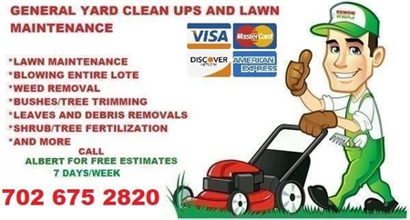 YARD CLEAN UPS AND LAWN CARE 7/WEEK all areas licensed