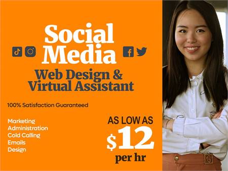 ► $12/hr SOCIAL MEDIA and WEB DESIGN (plus Calls, Marketing, Admin+)