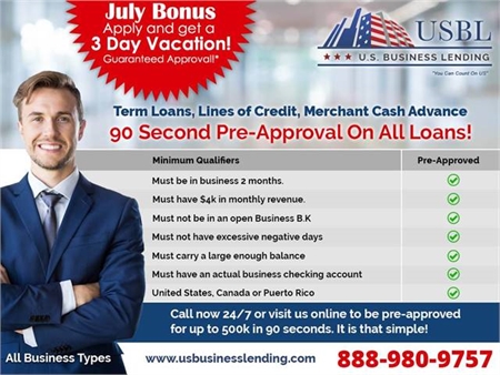 Guaranteed Approval Business Loans-Free 3 Day Vacation If Not Approved