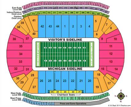 4 Michigan vs Bowling Green football tickets - 30 yd line