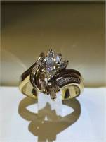 14k Gold Diamond Marquise Round Baguette Ladies Wedding Set Ring