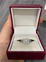 Real 14K White Gold & Diamond Engagement Ring