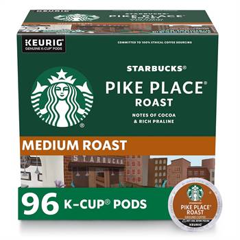 Starbucks K-Cup Coffee Pods—Medium Roast Coffee-Pike Place Roast for Keurig Brewers-100% Arabica