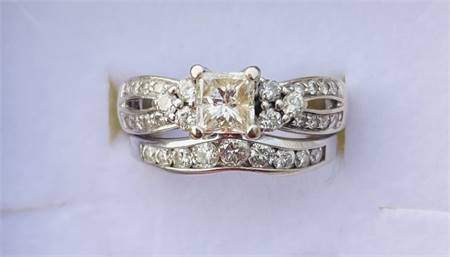 Jared Jewelry Princess Cut White Gold 14k Bridal Set