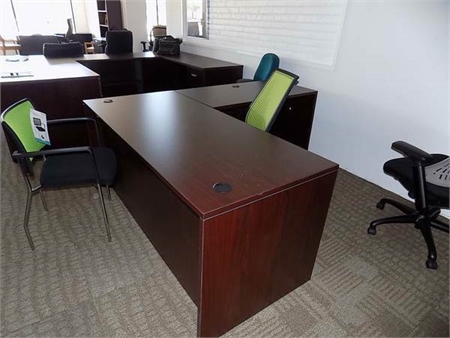  Mahogany Office furniture L shape office desk 30x66 with 24x48 return 