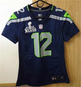 Women's Seattle Seahawks 12 Fan Nike Jersey Super Bowl XLVIII 48 patch